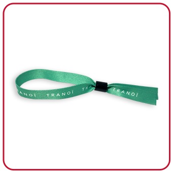 See custom Tranoi satin wristbands